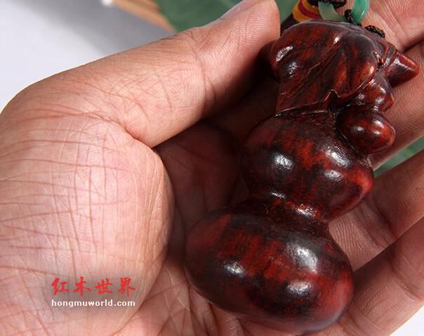 印度小叶紫檀葫芦小把件 富贵长寿-2