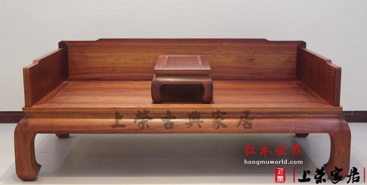 明清古典仙游红木家具 缅花中式实木罗汉榻罗汉床-2