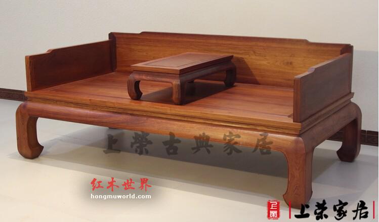 明清古典仙游红木家具 缅花中式实木罗汉榻罗汉床-3