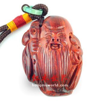 小叶紫檀手工雕刻寿星手把件 随身携带的护身-1