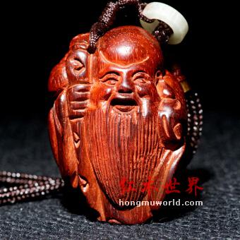 小叶紫檀手工雕刻寿星手把件 随身携带的护身-2