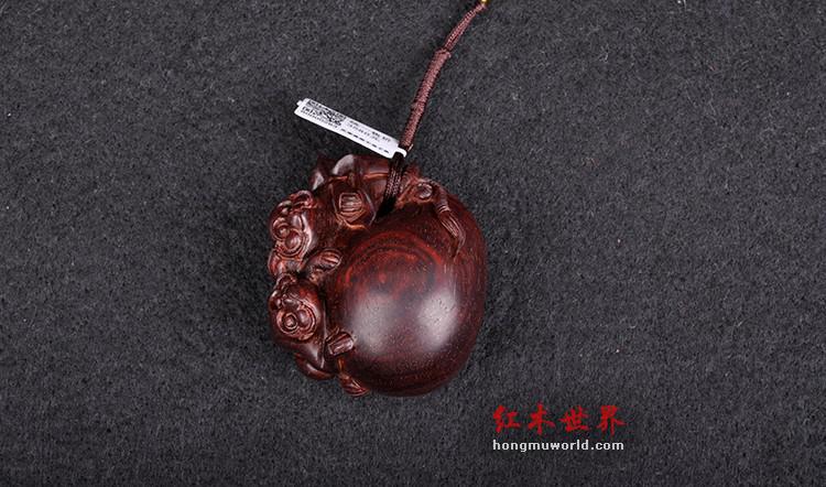 小叶紫檀子孙万代金星手把件欣赏-6