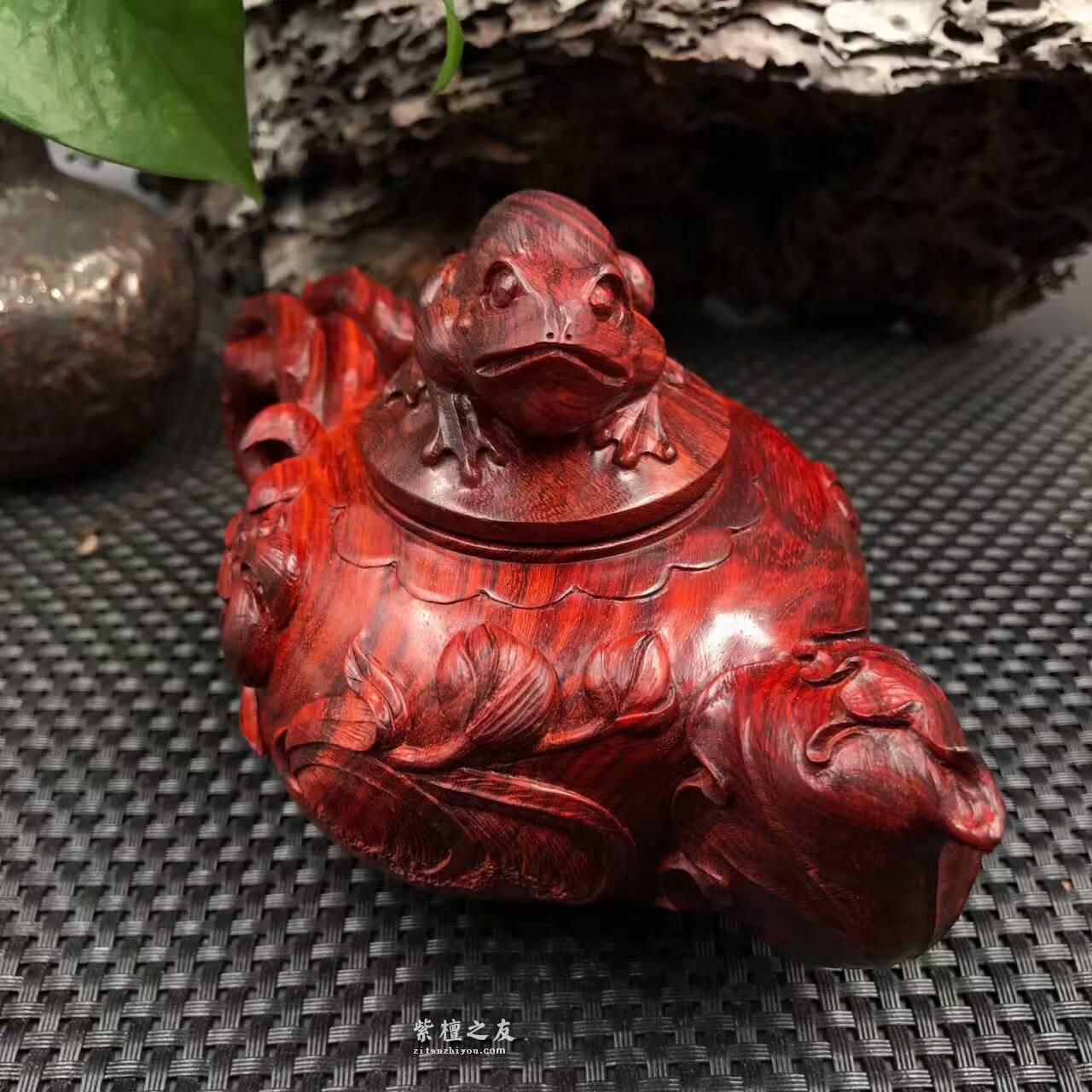 印度小叶紫檀纯手工雕刻摆件壶 高密度泥料-1