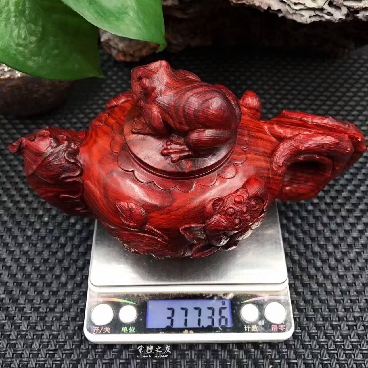 印度小叶紫檀纯手工雕刻摆件壶 高密度泥料-7