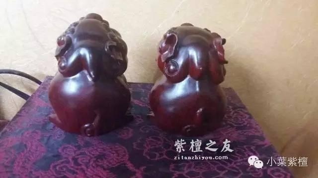 印度小叶紫檀摆件《招财貔貅》一对 造型萌趣可爱-2