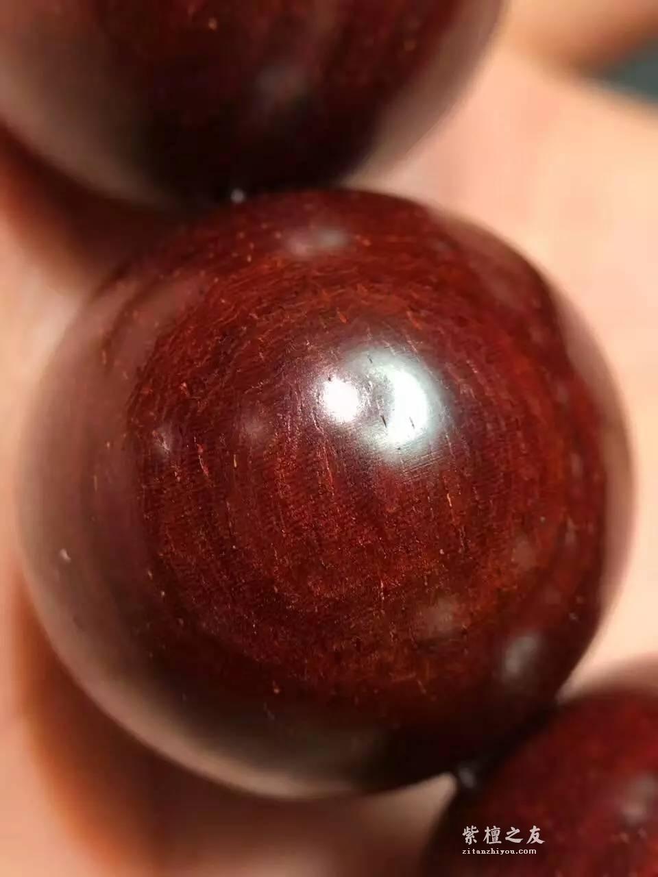 精品小叶紫檀2.0手串配蜜蜡 鸡血红鱼鳞底泥料-4
