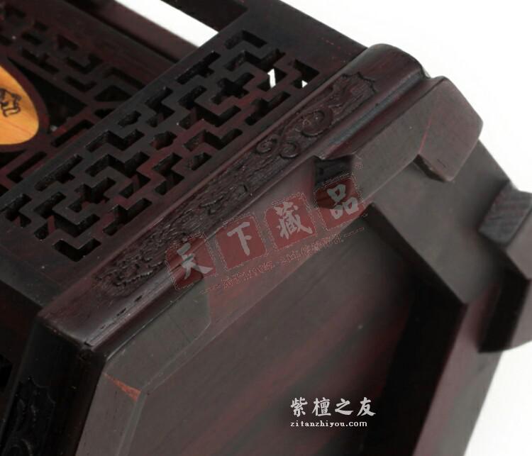 紫檀镶黄杨木六角笔筒欣赏 朴实典雅-2