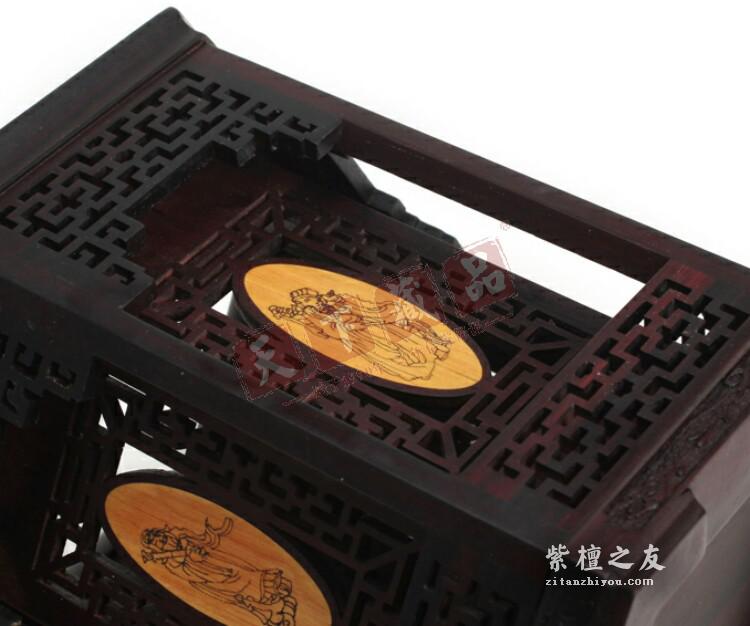 紫檀镶黄杨木六角笔筒欣赏 朴实典雅-4