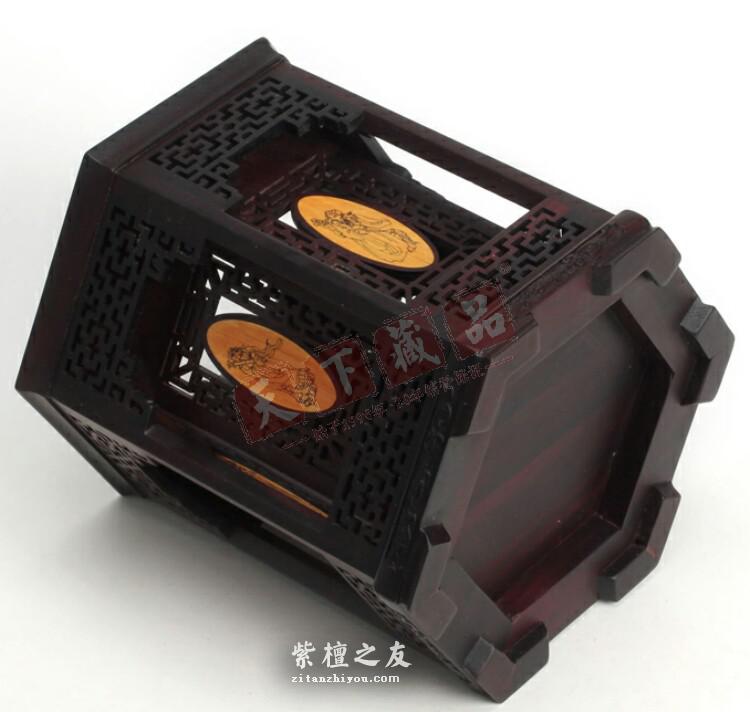 紫檀镶黄杨木六角笔筒欣赏 朴实典雅-5