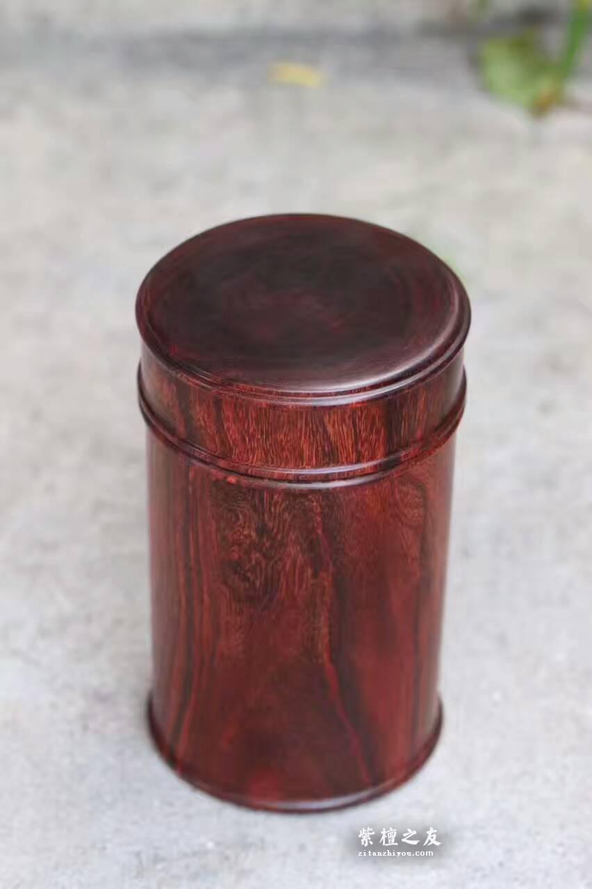 小叶紫檀茶叶罐 整料车制送礼佳品-2