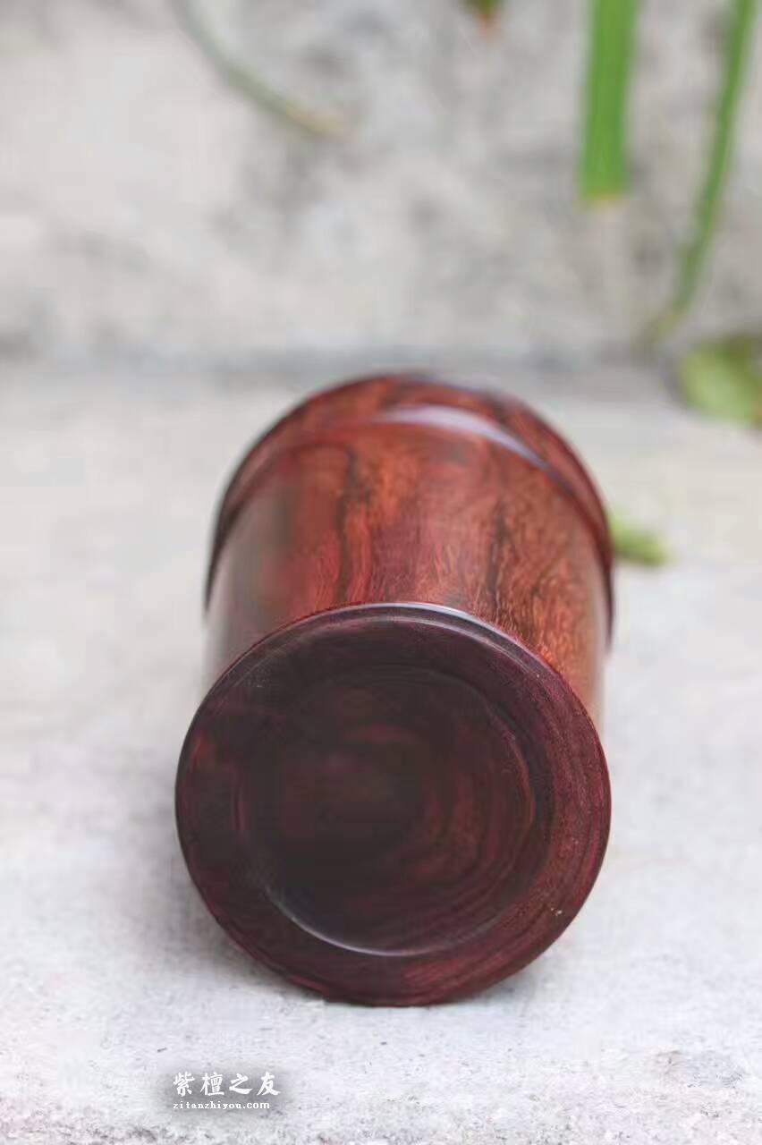 小叶紫檀茶叶罐 整料车制送礼佳品-5