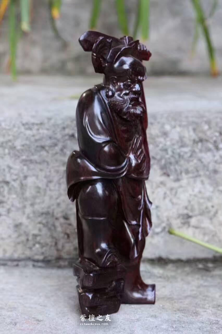 小叶紫檀镇宅小摆件《钟馗》 精工雕刻栩栩如生-5