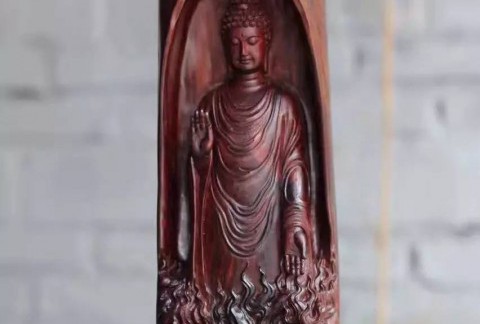 小叶紫檀绝世精品佳作《释迦牟尼》半立体雕刻水波S纹 精致精美
