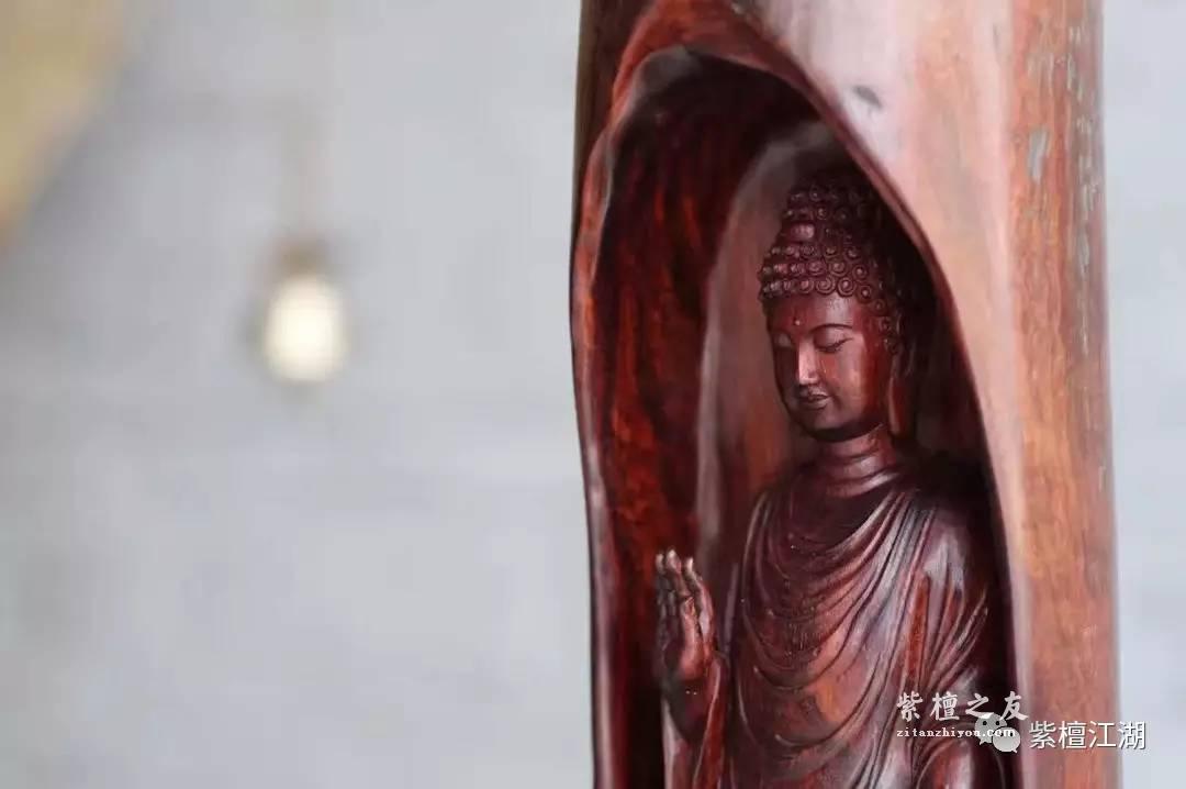 小叶紫檀绝世精品佳作《释迦牟尼》半立体雕刻水波S纹 精致精美-5