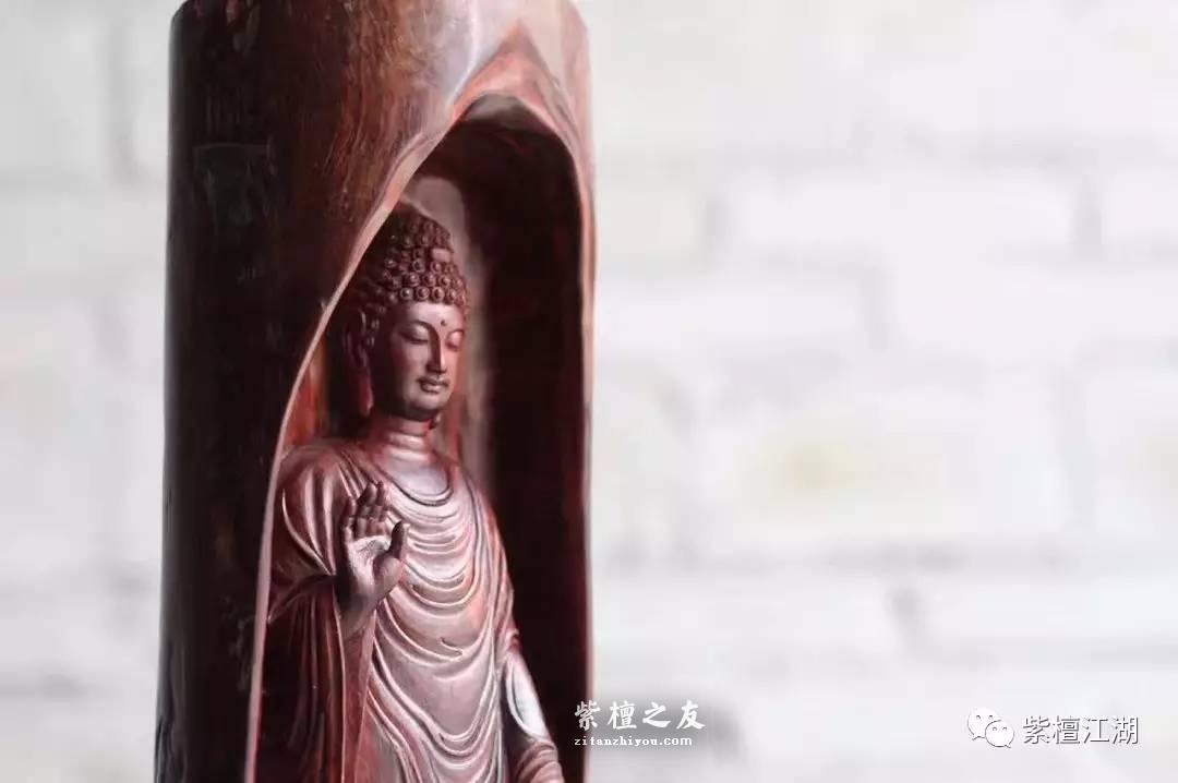 小叶紫檀绝世精品佳作《释迦牟尼》半立体雕刻水波S纹 精致精美-8