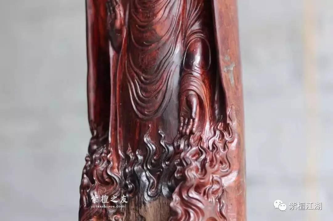 小叶紫檀绝世精品佳作《释迦牟尼》半立体雕刻水波S纹 精致精美-4
