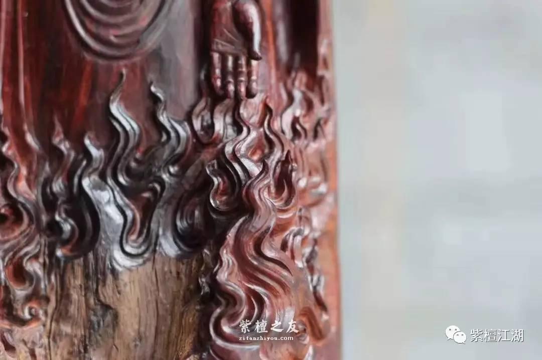 小叶紫檀绝世精品佳作《释迦牟尼》半立体雕刻水波S纹 精致精美-6