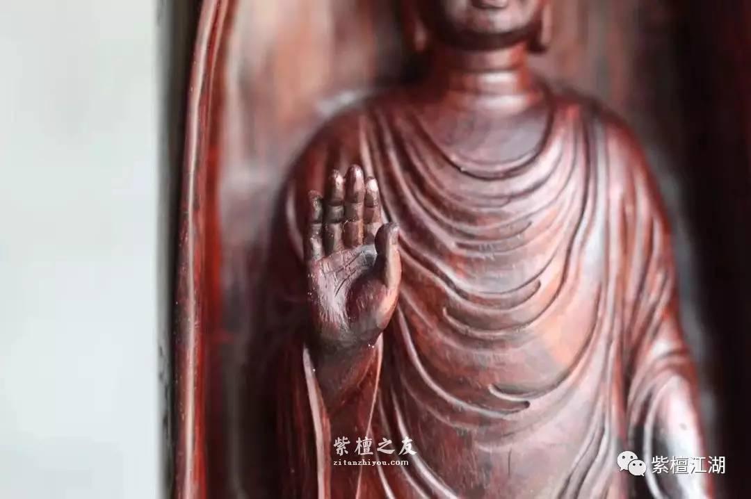小叶紫檀绝世精品佳作《释迦牟尼》半立体雕刻水波S纹 精致精美-7