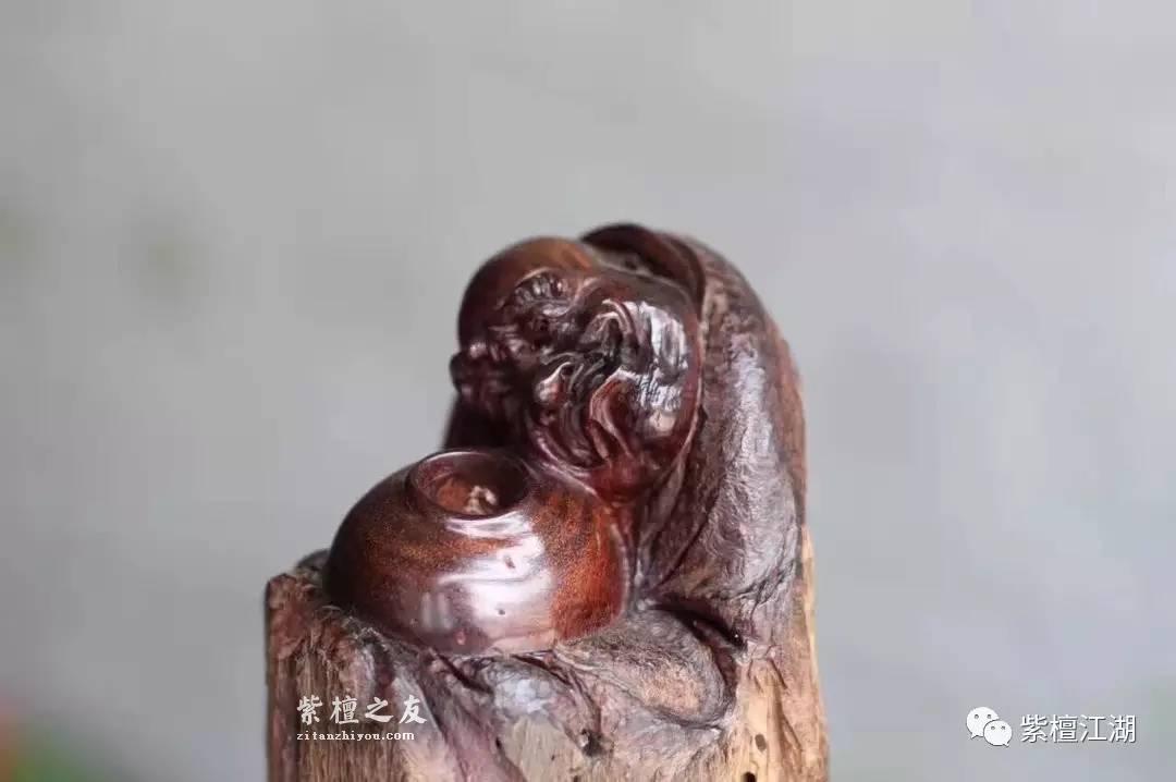 小叶紫檀风化料罗汉小摆件 小巧可爱-5