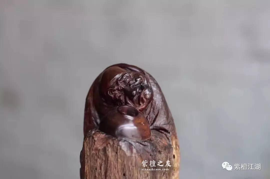 小叶紫檀风化料罗汉小摆件 小巧可爱-4