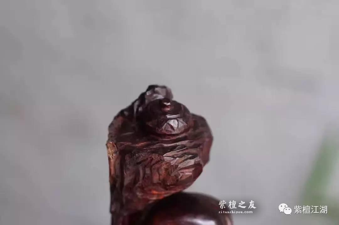 小叶紫檀水波S纹老料打造的小摆件《刘海》招财送子-6