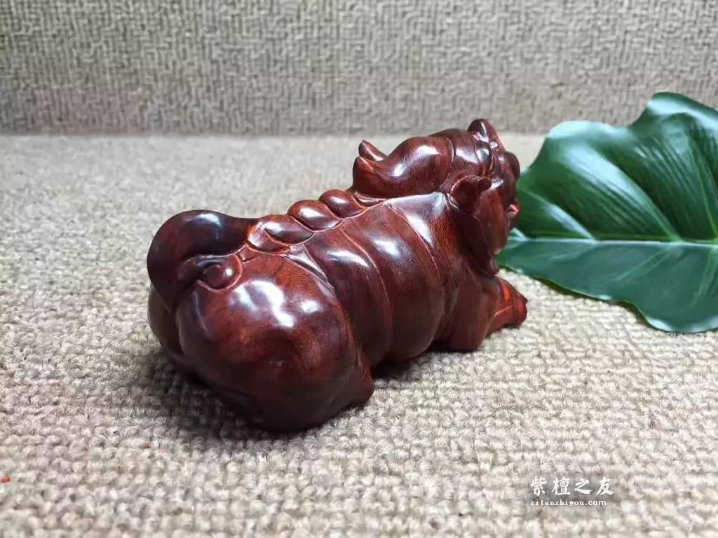 小叶紫檀手把件《貔貅》可辟邪镇宅招财-7