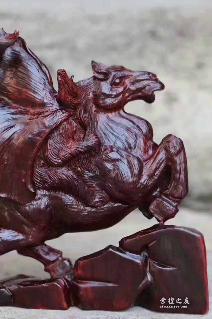 小叶紫檀摆件《马上封侯》 手工镂空设计双面雕刻工艺精湛寓意美好-2