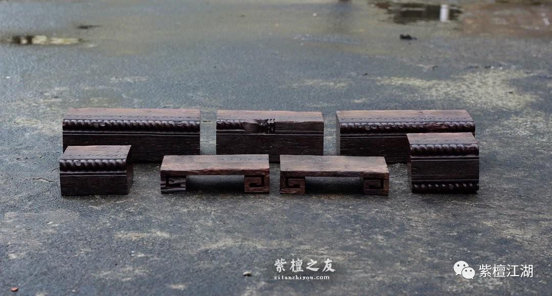 文房雅具七件套 小叶紫檀雕花拆房纯二膘老料打造-1