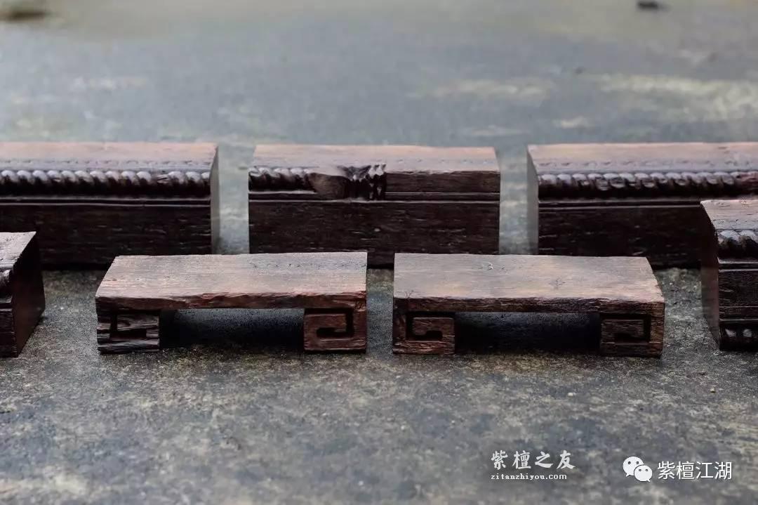 文房雅具七件套 小叶紫檀雕花拆房纯二膘老料打造-4