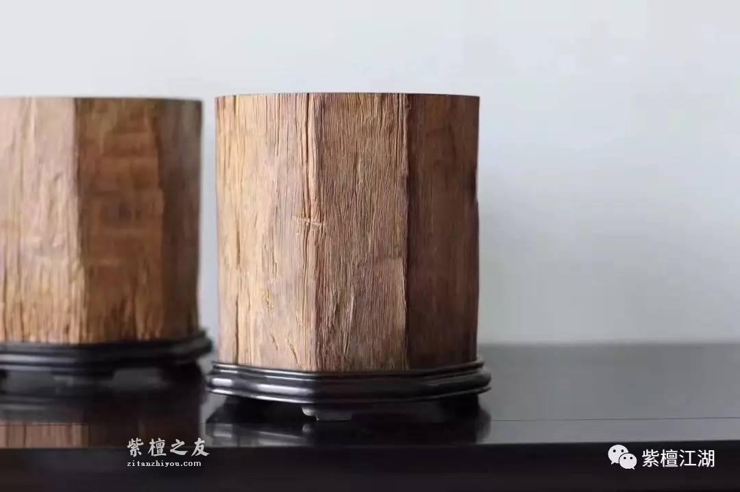 八角皮沙老料大笔筒 保留原有珍贵八角器型-2