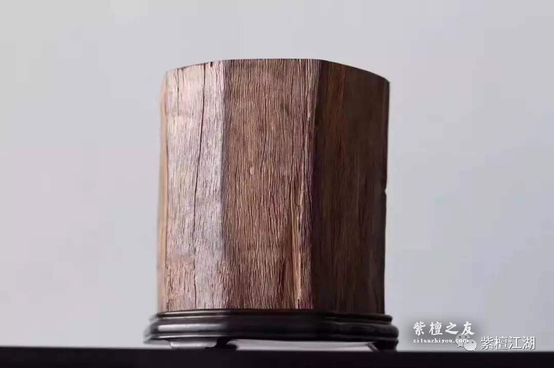 八角皮沙老料大笔筒 保留原有珍贵八角器型-4