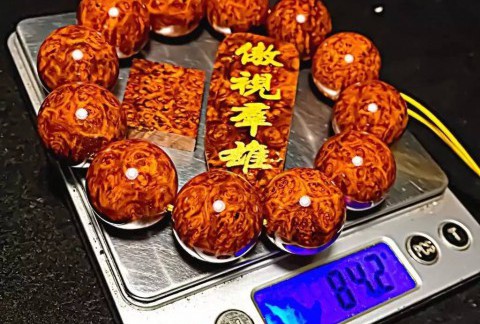 小叶紫檀极品老料手串 爆满瘤疤
