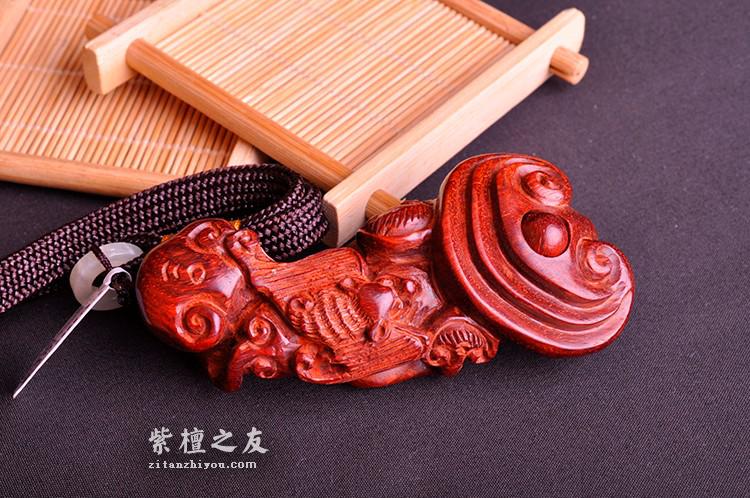 印度小叶紫檀精品手把件 吉祥如意福分多多-1
