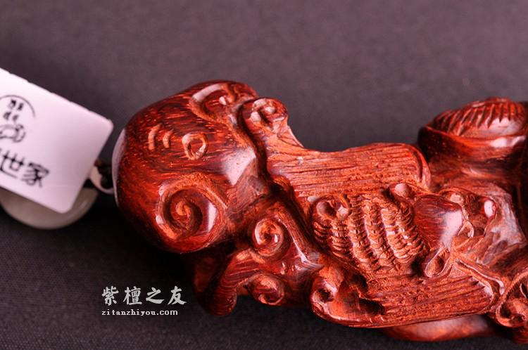 印度小叶紫檀精品手把件 吉祥如意福分多多-2
