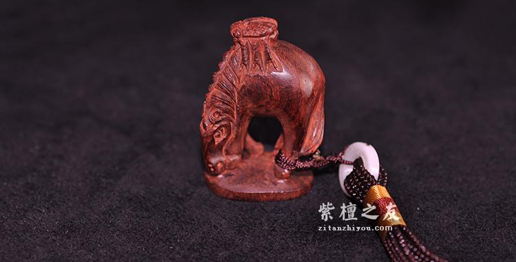 小叶紫檀48mm高油高密手把件马上赢站-2