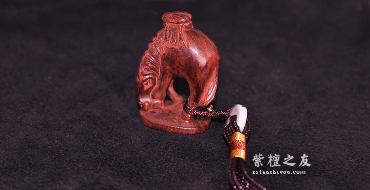 小叶紫檀48mm高油高密手把件马上赢站-5