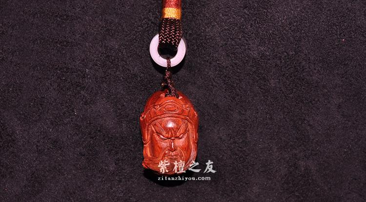 小叶紫檀38mm高油高密手把件关公脸谱挂件-2