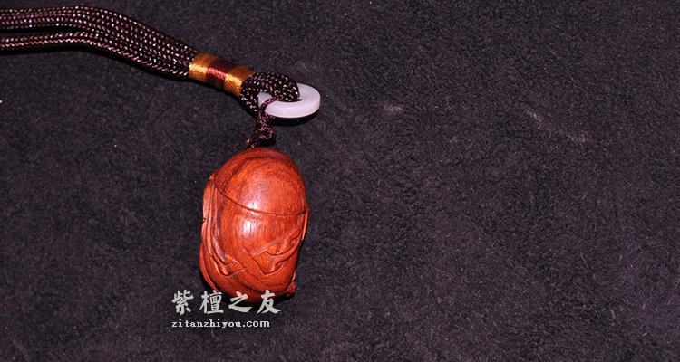 小叶紫檀38mm高油高密手把件关公脸谱挂件-5