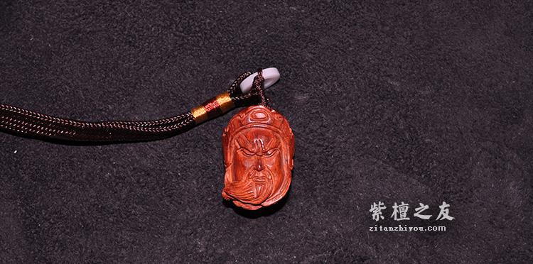 小叶紫檀38mm高油高密手把件关公脸谱挂件-6