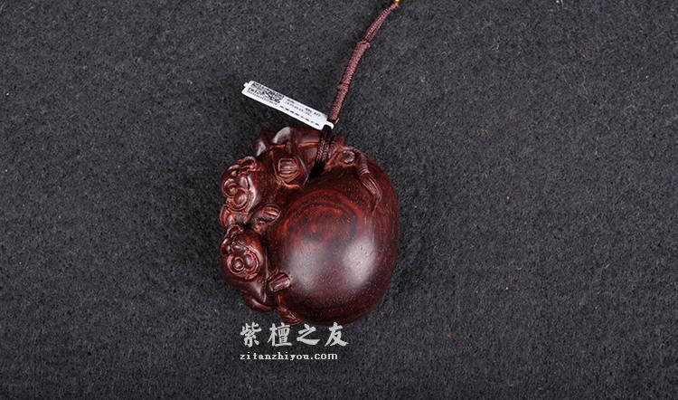 小叶紫檀子孙万代金星手把件 漂亮小巧-2