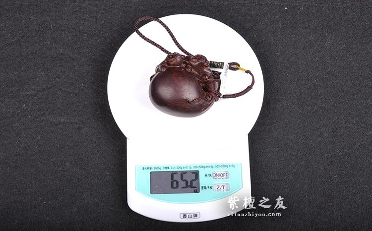 小叶紫檀子孙万代金星手把件 漂亮小巧-6