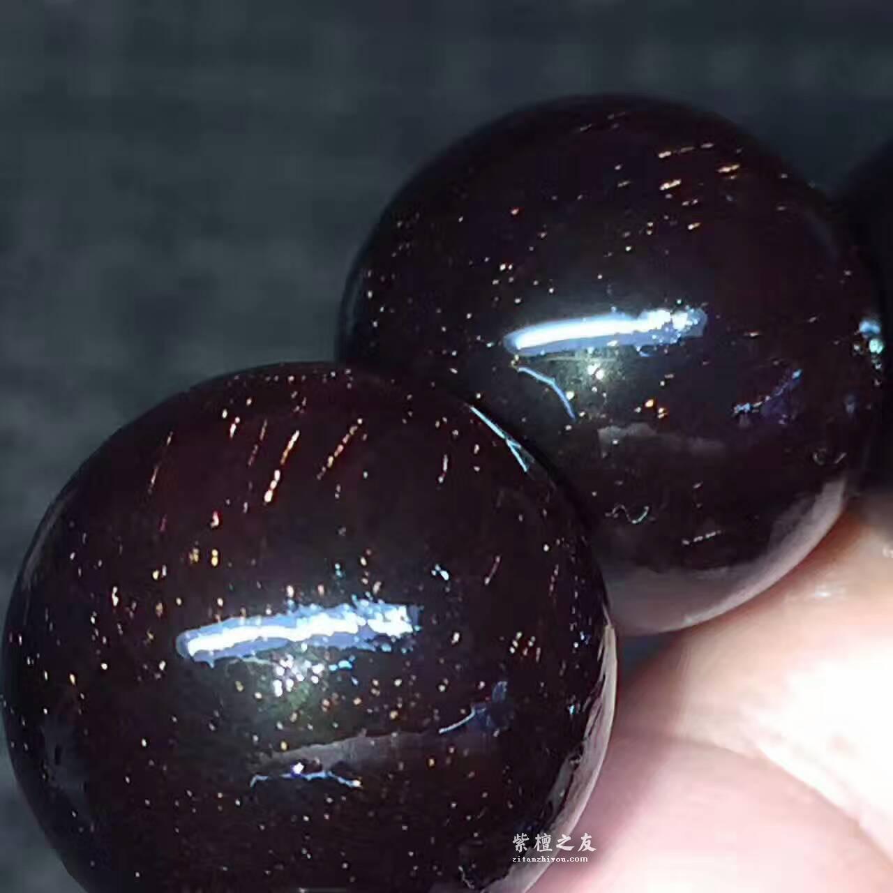 1.8小叶紫檀顶级泥料手串 玻璃珠多细金星易包浆-2