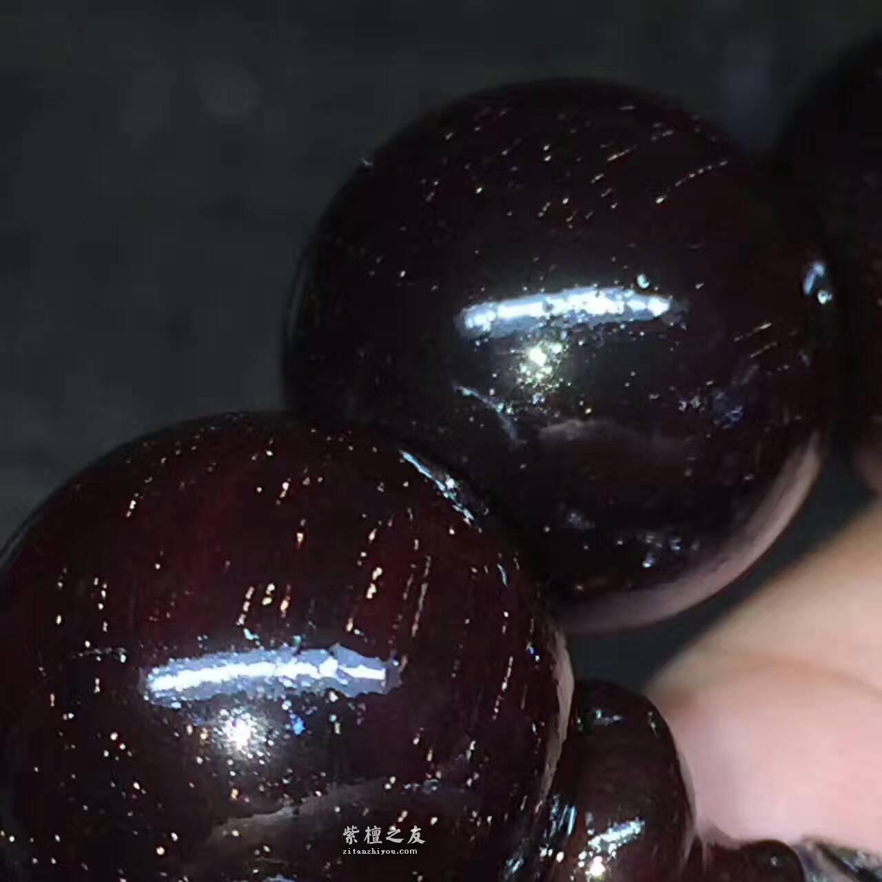 1.8小叶紫檀顶级泥料手串 玻璃珠多细金星易包浆-4
