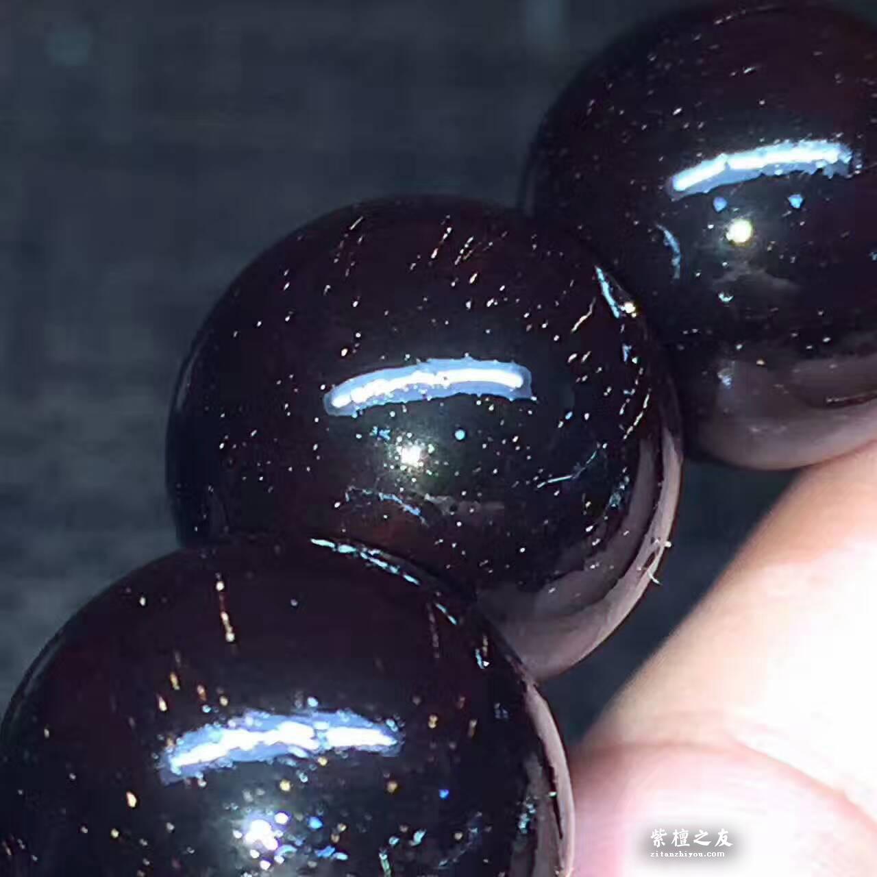 1.8小叶紫檀顶级泥料手串 玻璃珠多细金星易包浆-6