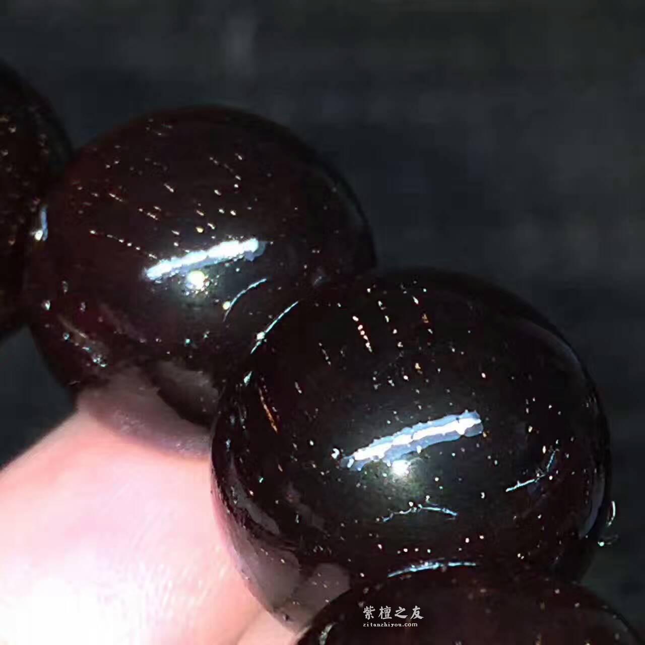 1.8小叶紫檀顶级泥料手串 玻璃珠多细金星易包浆-7
