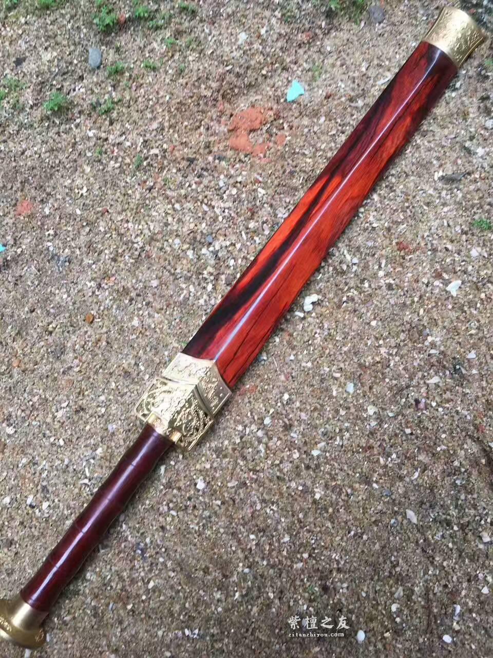 小叶紫檀汉剑 高密度老料火焰纹-1