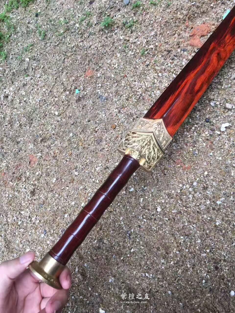 小叶紫檀汉剑 高密度老料火焰纹-6