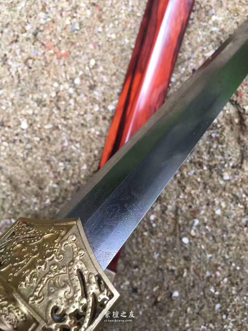 小叶紫檀汉剑 高密度老料火焰纹-8