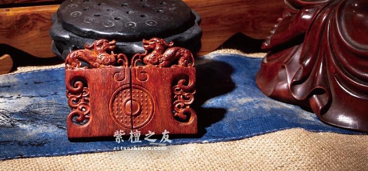 小叶紫檀木雕工艺品虎符信物 适合做情侣信物-1
