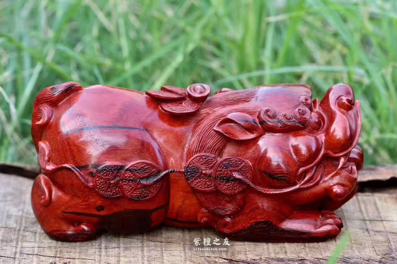小叶紫檀工艺品母子情深 精选高油密鸡血料材质细腻油性一流-4